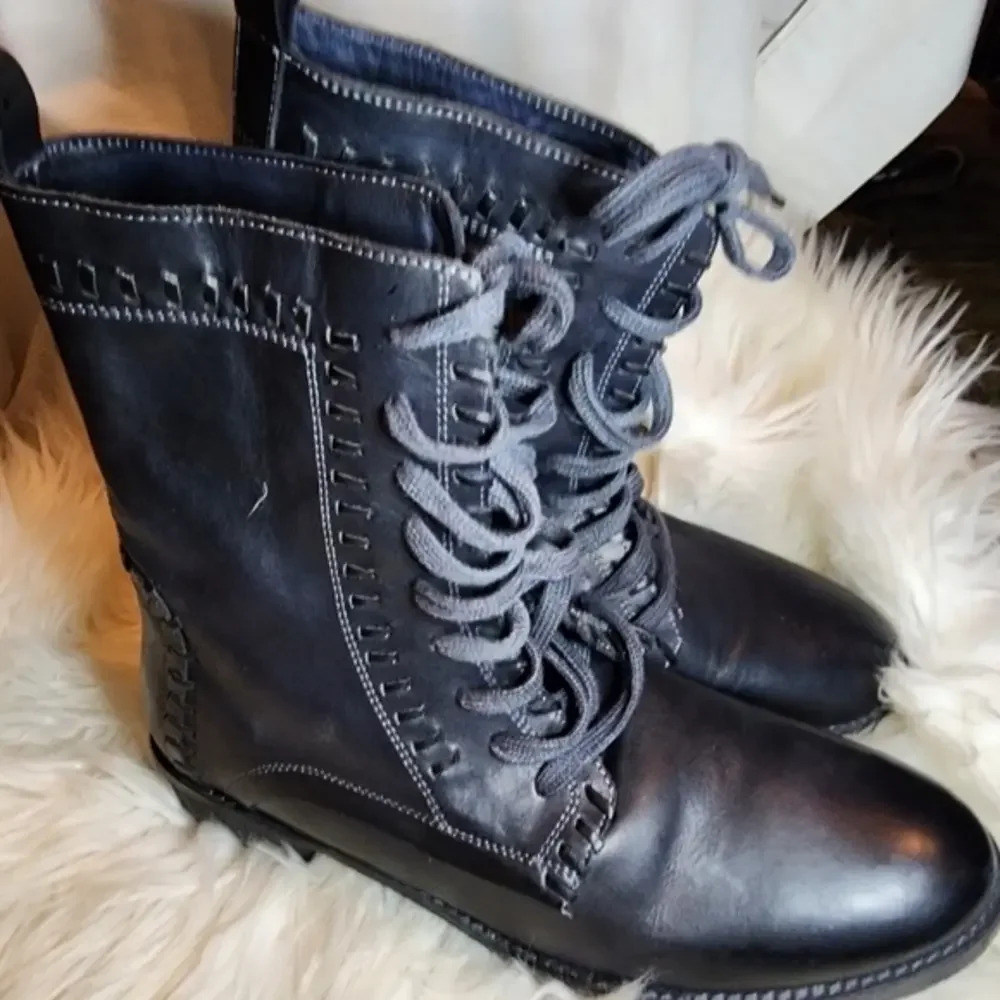 Vintage Foundry‎ Whipstitched Leather Lace up Boots 10